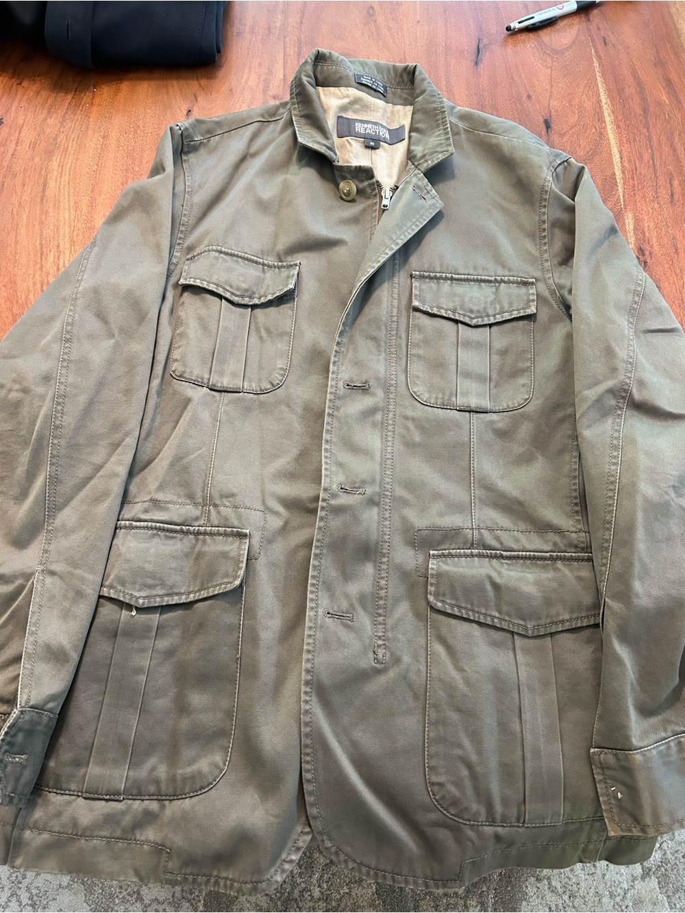 Kenneth Cole Reaction Olive Green Military Field Jacket